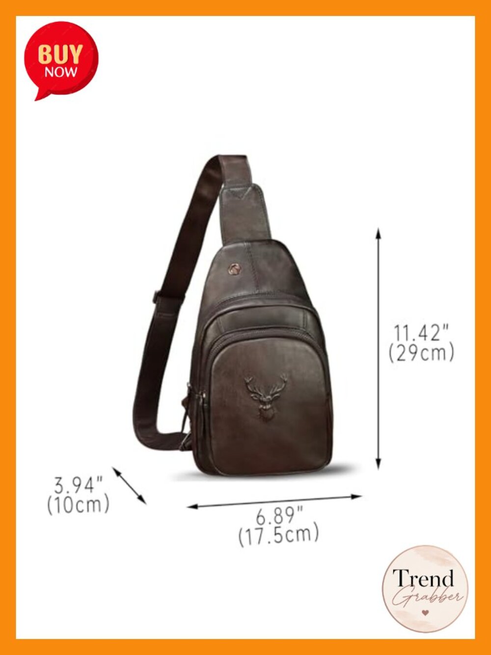 Genuine Leather Sling Bag Vintage Handmade Crossbody Backpack Purse - Picture 4 of 6
